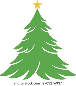 Stylized Christmas tree with star on white background design element