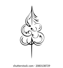 stylized Christmas tree with swirls in black lines on a white background