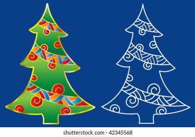 Stylized Christmas tree, vector illustration