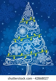 Stylized Christmas tree, vector illustration