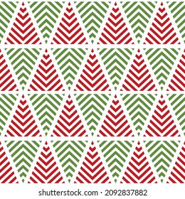 Estilizado árbol de Navidad. Blanco, rojo, verde. Patrón sin foco. 
