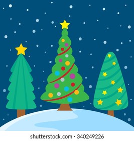 Imagen de tema 3 de árboles de Navidad estilizados - ilustración vectorial eps10.