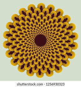 stylized chrysanthemum in ivory orange brown shades