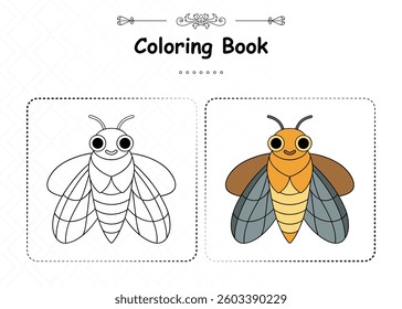 Stylized Cicada for Creative Coloring