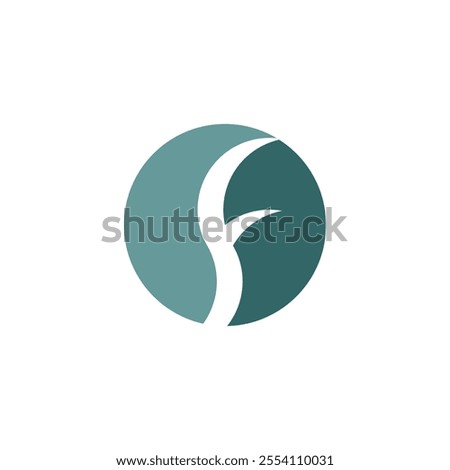 Stylized circle letter f logo symbol design