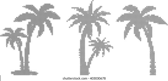stylized circle palm trees silhouette