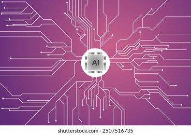 microchip de placa de circuito estilizado "AI", que se asemeja a una red neuronal o conexiones electrónicas, una estética moderna y enfocada en la tecnología que enfatiza temas de inteligencia artificial y tecnología avanzada.