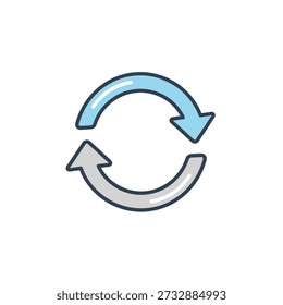A stylized circular arrow icon indicating rotation and cyclical motion