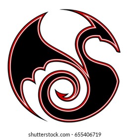 Stylized circular dragon on a white background