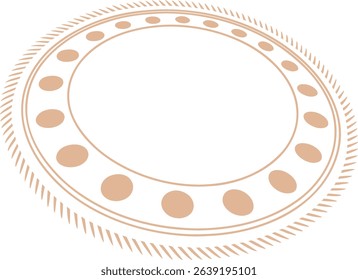 Stylized circular frame with dotted pattern and radial lines in warm beige tones, ideal for tribal-themed projects, natural labels, organic logos, or minimalist decorative layouts.