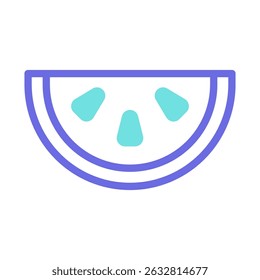 Stylized citrus slice icon with vibrant color accents and minimalist design