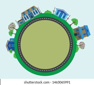 Stylized City Block Infographic Circle with Copyspace