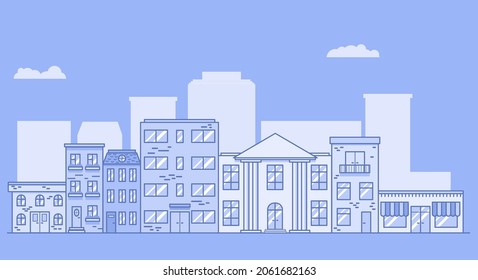 stylized city landscape background. vector illustration on a blue color