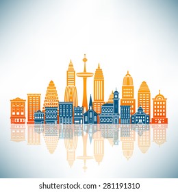 A Stylized City on a Plain Background