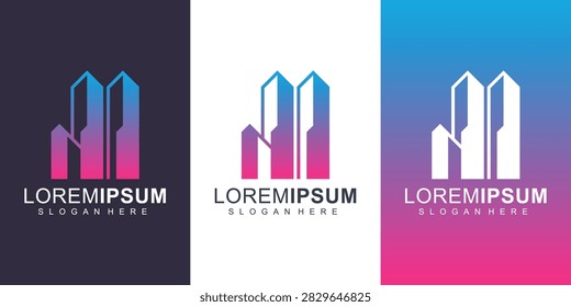 A stylized cityscape logo with skyscrapers