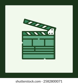 Stylized Clapperboard Icon: Film Production Symbol