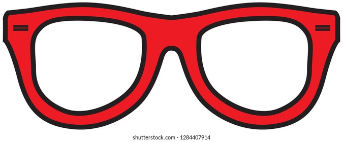 Stylized classic frame for glasses red. Vector illustration
