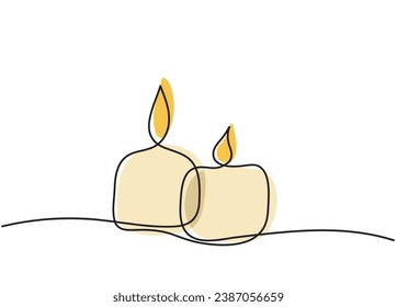 Stylized clip art of two candles in one line vector