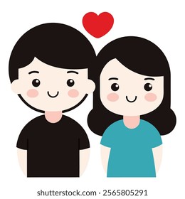 Stylized clipart of a cute couple sharing affection