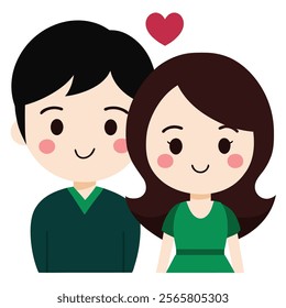 Stylized clipart of a cute couple symbolizing love