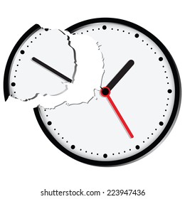 Stylized Clock Face With Broken Lines Break. Vector Illustration.