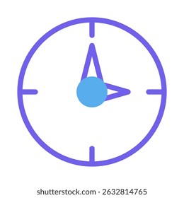 Stylized clock icon displaying time with vibrant color scheme and simplicity