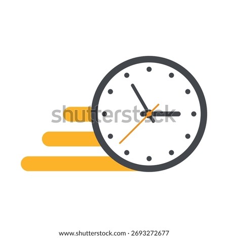 A stylized clock with motion blur streaks, symbolizing speed, time, and efficiency in a modern, minimalist design.