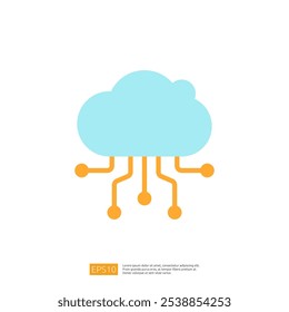 Um ícone de nuvem estilizado com linhas de circuito, representando computação em nuvem e tecnologia.