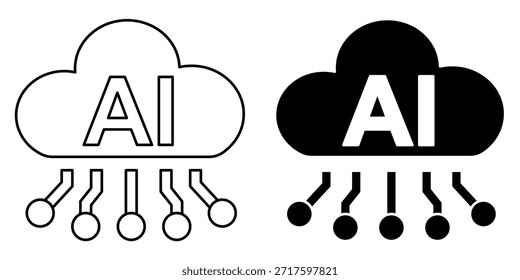 Un icono estilizado de la nube con las letras AI dentro, conectado a un patrón de placa de circuito a continuación.