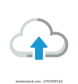 Un icono estilizado de la nube con una flecha que apunta hacia arriba, que representa la carga o el almacenamiento en la nube.