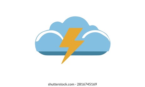 Stylized cloud with lightning bolt illustrating storm weather, digital vector graphic for weather, climate, or meteorology themes.