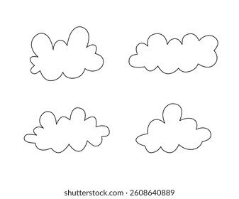 Stylized Cloud Outline Illustration in Line Art Style. Clean and Simple Vector for Creative Use