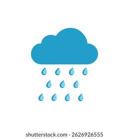A stylized cloud and rain graphic, with smooth shapes and a flat design against a dark background.