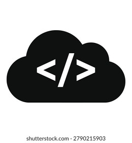 A stylized cloud shape with a white code bracket symbol inside isolated on transparent background