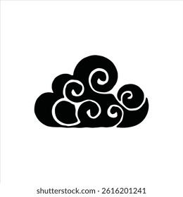 Stylized Cloud Silhouette Vector – Asian Inspired Swirl Cloud Symbol Art