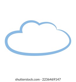 Stylized cloud. Simple blue and white design. Isolated vector illustration.