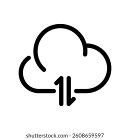 Stylized cloud symbol with arrows illustrating network data upload and download