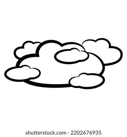 Stylized clouds. Black and white silhouette. Isolated vector illustration.