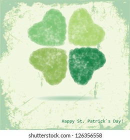 Stylized clover leaf on a grunge background