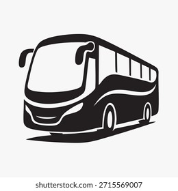Stylized Coach Bus Vector - Schwarz-Weiß-Vorderansicht-Illustration für Reise- und Transportmarken