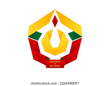 Stylized coat of arms of the Republic of Belarus. Trendy minimal brutalism emblem design. Vector illustration
