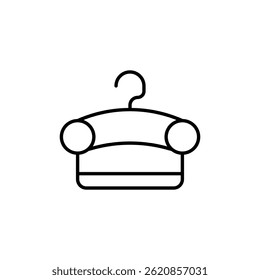 Stylized coat hanger illustration in minimalist black and white design