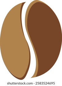 Stylized Coffee Bean Vector Illustration on White Background