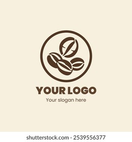 "Stylized Coffee Beans Logo with Circular Emblem and Rich Color Scheme"

