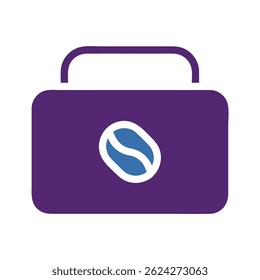 Stylized coffee break icon with a bean motif representing a briefcase concept