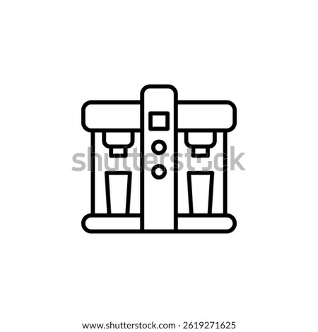 Stylized coffee brewing appliance icon in a minimalist outline style