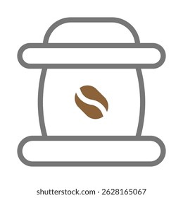 Stylized coffee container icon with a single bean representing freshness