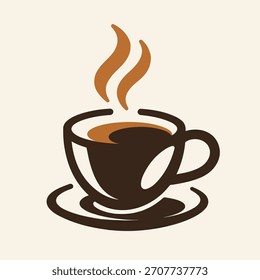 Logotipo estilizado da xícara de café com laranja líquido moderno ícone da bebida Design simples do café ou do chá símbolo minimalista da bebida logotipo da ilustração