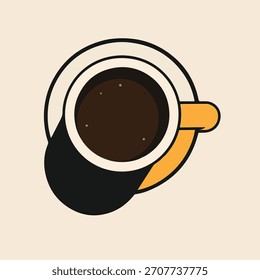Logotipo estilizado da xícara de café com laranja líquido moderno ícone da bebida Design simples do café ou do chá símbolo minimalista da bebida logotipo da ilustração