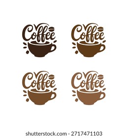 Stylized Coffee Logos with Cups and Beans Collection